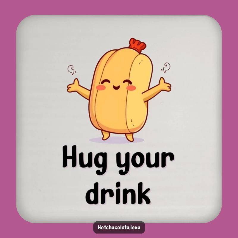Funny Hot Dog Hug Coaster - Protect Surfaces with Warmth