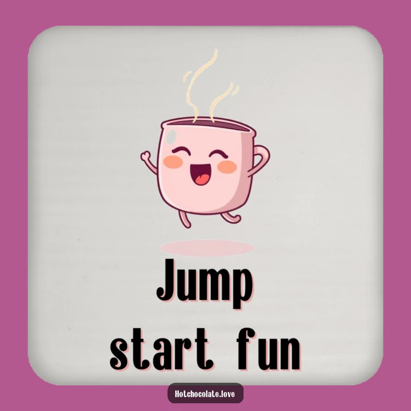 Funny Steaming Mug Joyful Jump Coaster - Protect Surfaces with Humor!