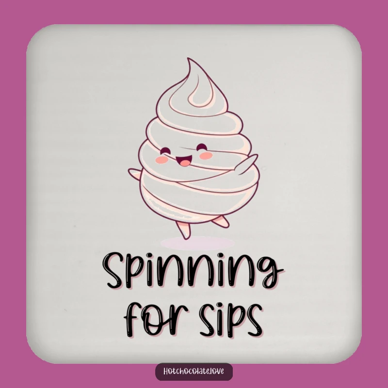 Funny Whipped Cream Coaster: Happy Spin Dollop Character Protector
