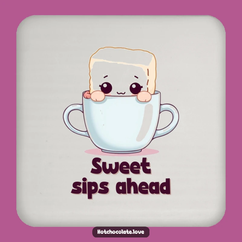 Funny Sugar Cube Drink Coaster: Curious Character Peeking, Protects Surfaces with Whimsy
