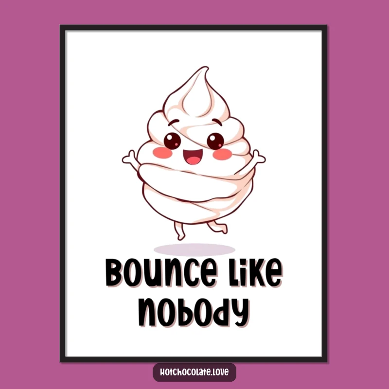 Funny Whipped Cream Poster: Bouncing Dollop, Sweet Character, Wall Art