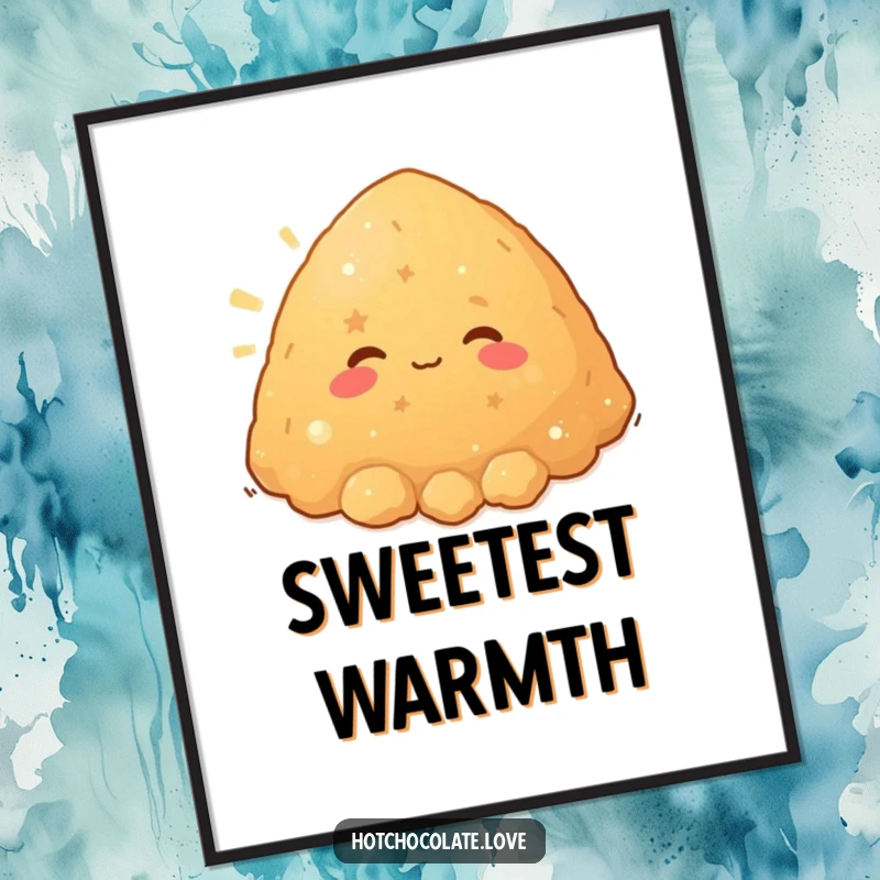 A contented pile of brown sugar character beaming with warmth, displayed as a funny art poster, adding sweetness to any room.