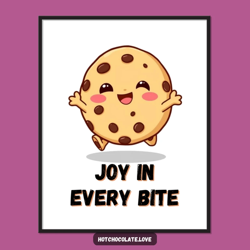 Funny Cookie Hop Poster: Giggling Character Hopping, Joyful Wall Art, Perfect Funny Gift