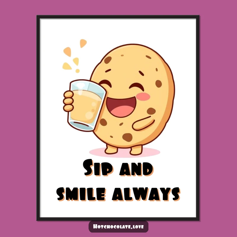 Funny Happy Cookie Poster: Brighten Your Walls with Jovial Sips and Cheerful Art