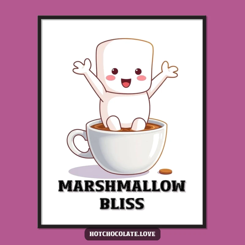 Funny Marshmallow Hot Chocolate Dive Poster - Joyful Wall Art Gift