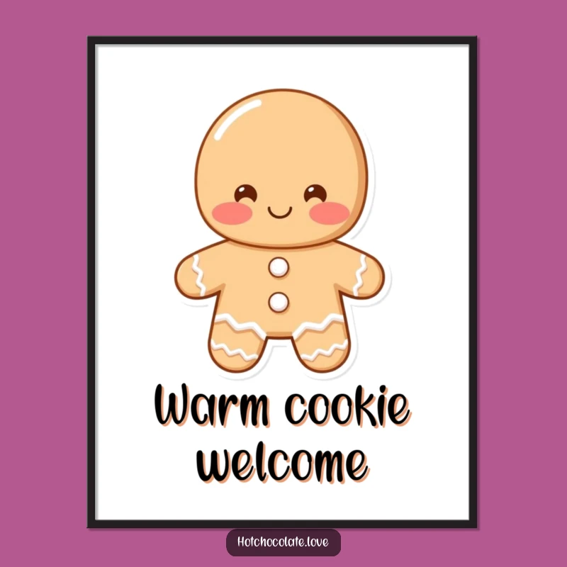 Funny Shy Gingerbread Man Poster: Whimsical Wall Art for a Warm Space