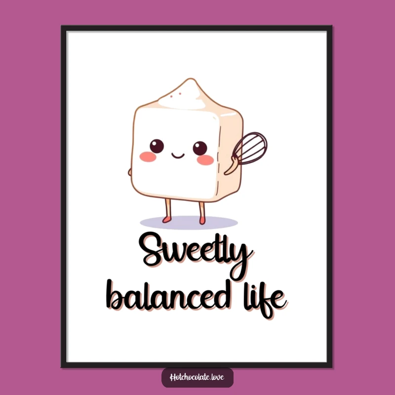 Funny Sugar Cube Whisk Poster - Sweet Wall Art & Baker Gift