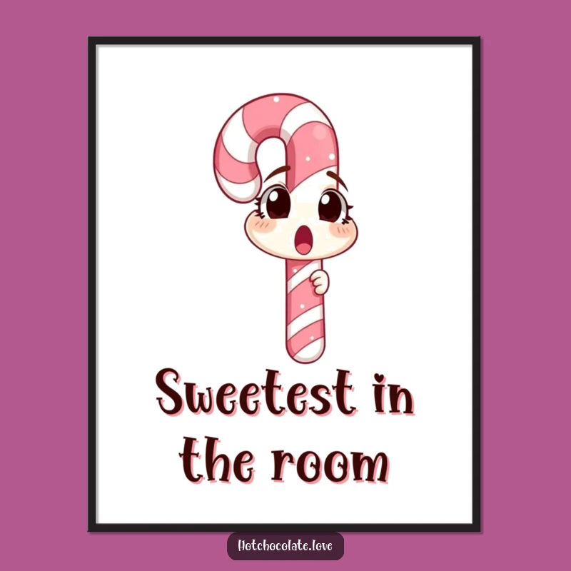 Funny Surprised Candy Cane Poster: Hilarious Holiday Art Print Makes a Perfect Gift