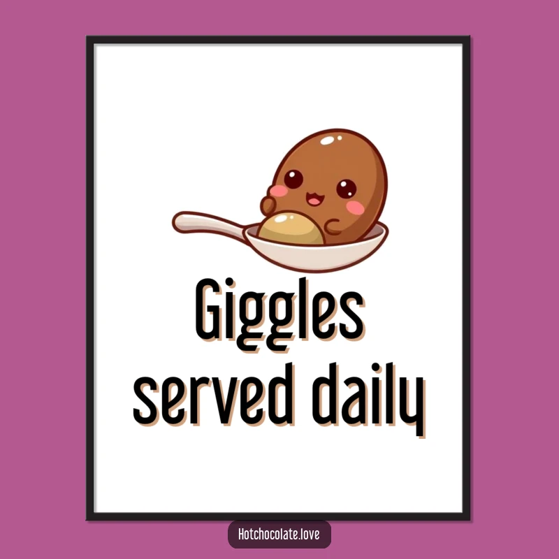 Funny Giggling Cocoa Bean Spoon Poster - Whimsical Wall Decor Gift