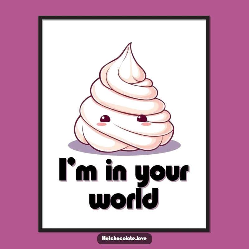 Funny Whipped Cream Dollop Poster: Curious Art for Whimsical Decor, Unique Gift