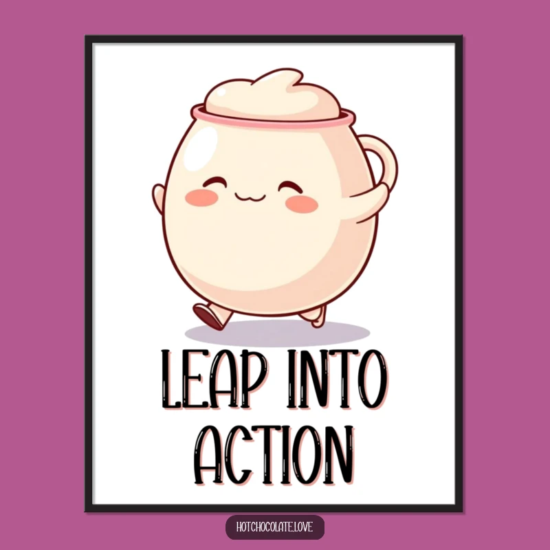 Funny Skipping Mug Poster: Decorate with Cheerful, Energetic Art!