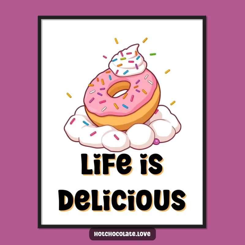 Funny Donut Poster: Frolicking Sprinkles, Sweet Decor, Perfect Gift