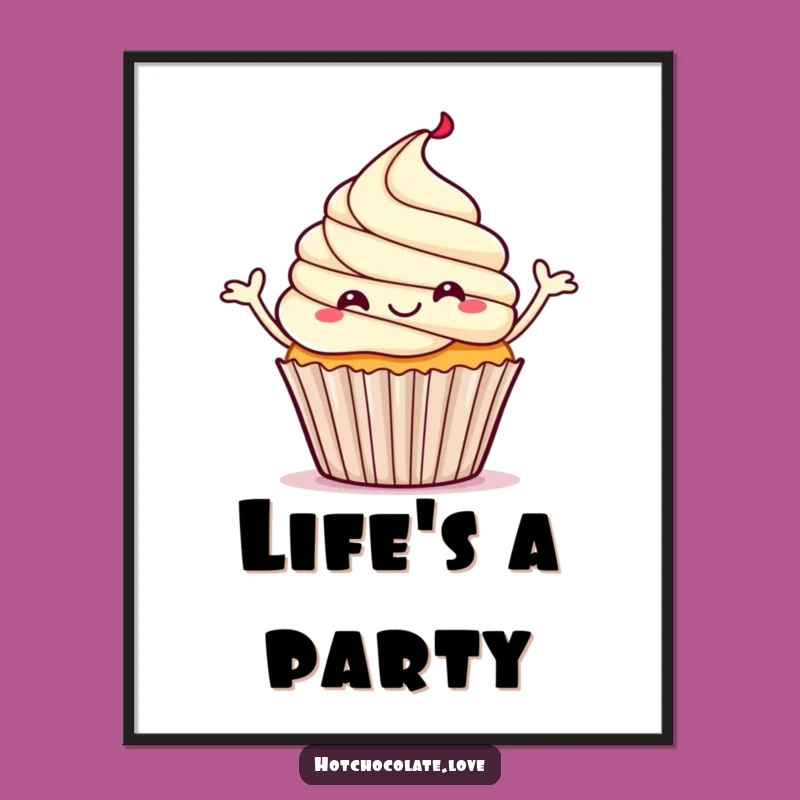 Funny Cupcake Dancing Poster: Steamy Treat, Cheerful Wall Art, Perfect Humorous Gift