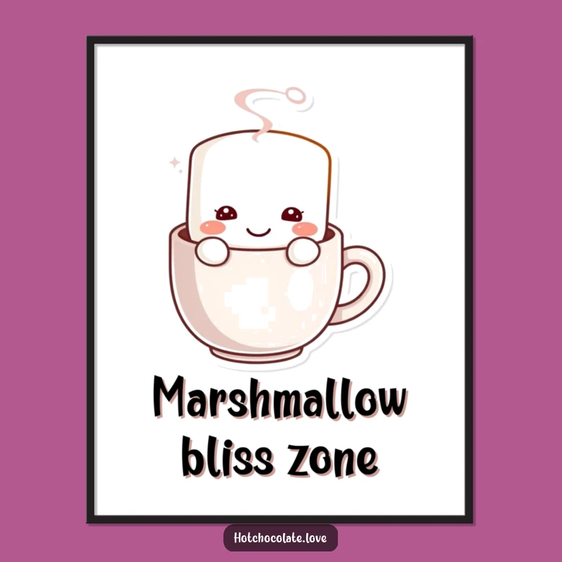 Funny Marshmallow Poster: Hilarious Hot Drink Art for Cozy Spaces