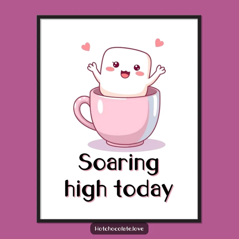 Funny Marshmallow Poster: Happy Waving Sweetness for Whimsical Wall Art