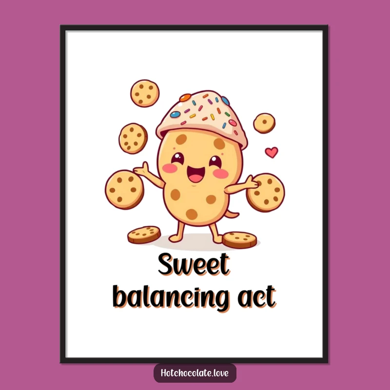 Funny Cookie Juggler Poster: Cheerful Sprinkle Hat Art, Whimsical Funny Gift Decor
