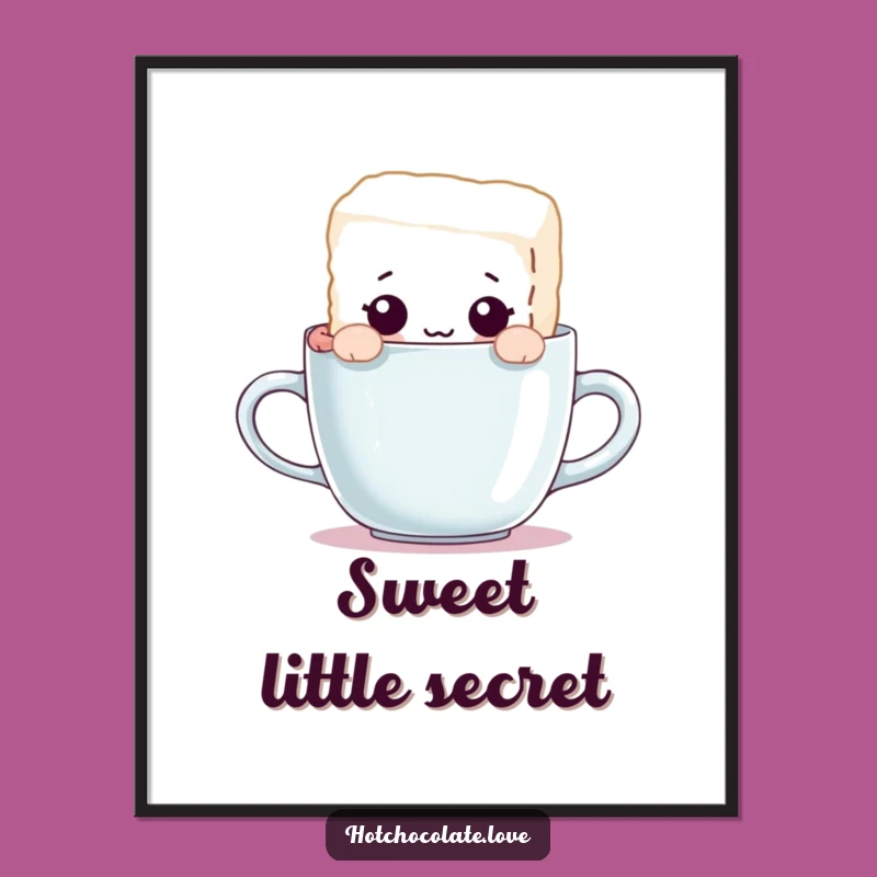 Funny Sugar Cube Poster: Curious Character Peeking, Whimsical Wall Art, Perfect Funny Gift