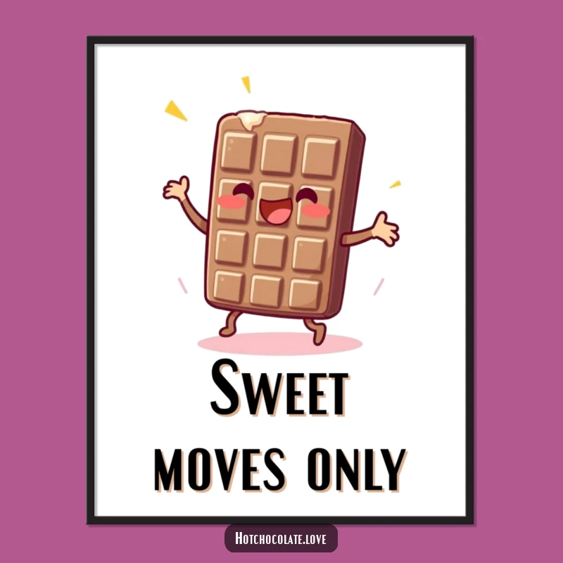 Funny Chocolate Bar Poster: Dancing Sweetness for Energetic Wall Art