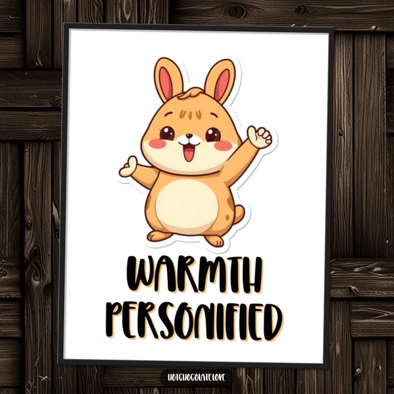 Funny poster depicting a proud cinnamon bun character in a warm, inviting pose, adding cozy and humorous decor to any space.