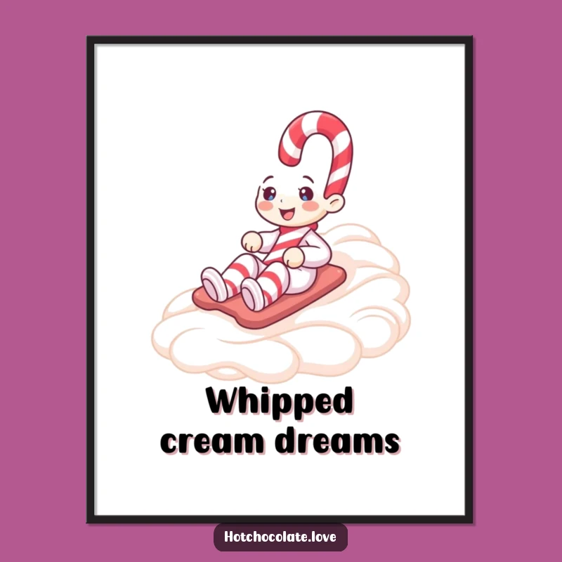 Funny Candy Cane Whipped Cream Poster - Festive Wall Art Gift