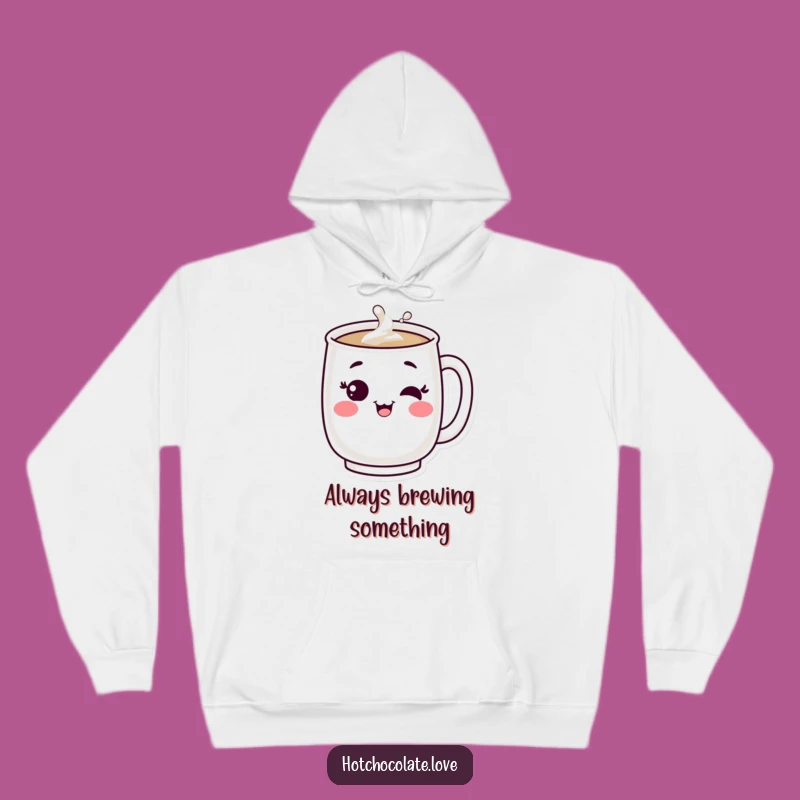 Funny Bubbling Mug Hoodie: Content Winking Character Comfort