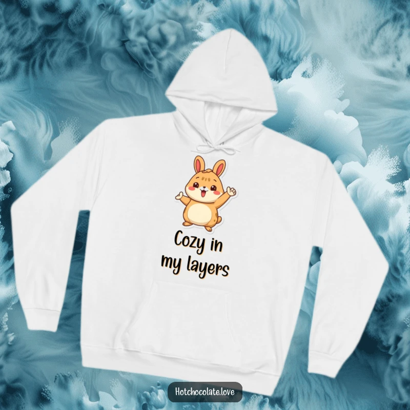 Funny hoodie featuring a proud cinnamon bun character striking a warm, inviting pose, offering coziness and a sweet, humorous design.