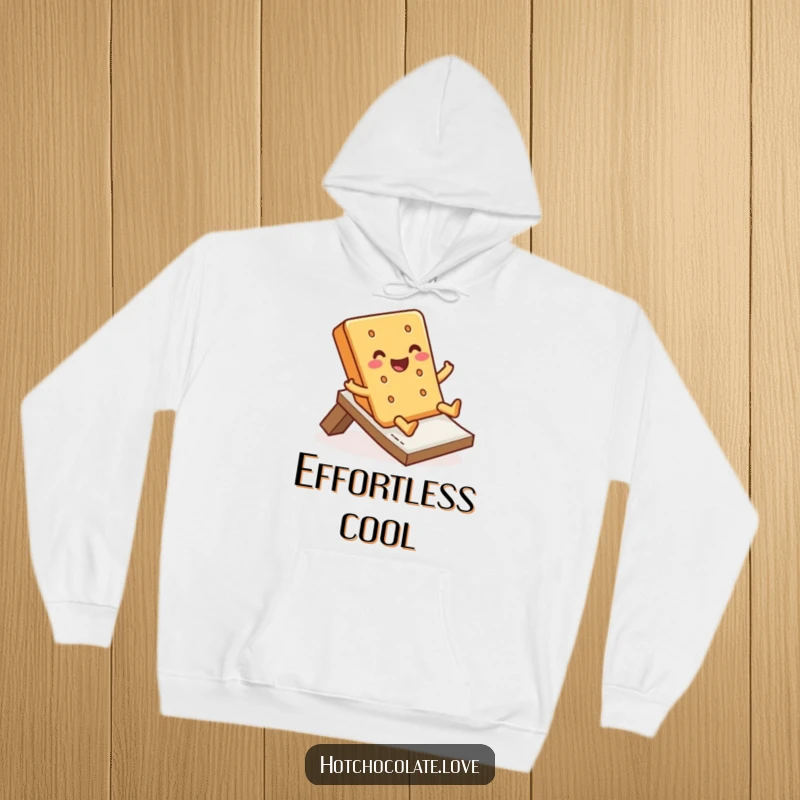 Funny Hoodie showcasing a jolly graham cracker sliding with pure delight, offering warmth and a touch of sweet fun.