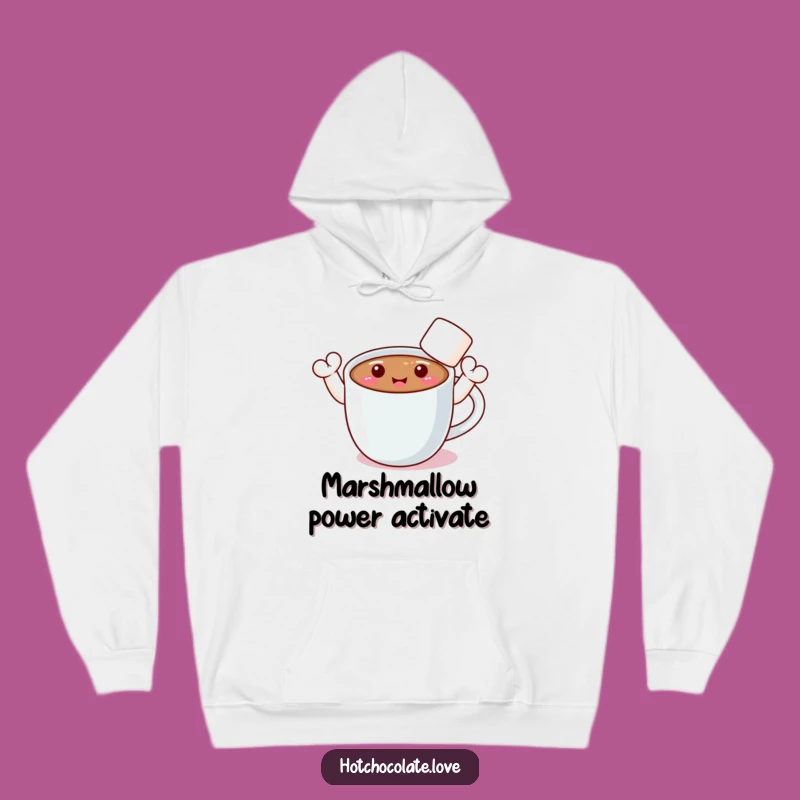 Funny Marshmallow Hot Chocolate Hoodie: Waving Arms for Cozy, Humorous Comfort Gift