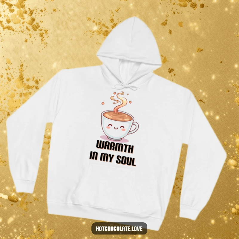 Funny Hot Chocolate Hoodie: A smiling cup of hot chocolate with playful steam swirling, offering warmth and cheerful comfort.