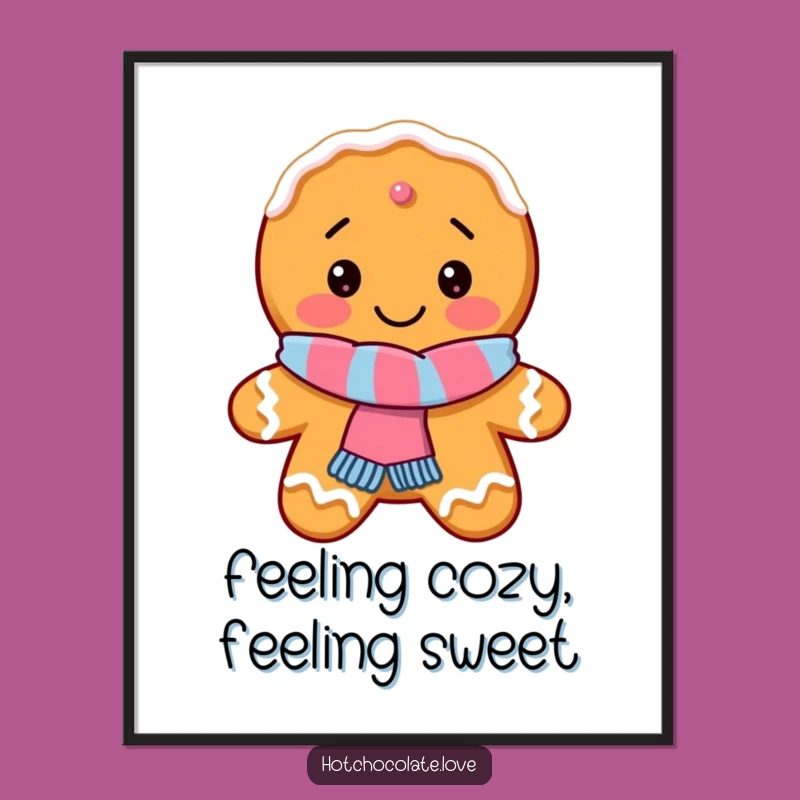 Free Printable Holiday Art: Gingerbread Cookie Scarf Funny Wall Decor