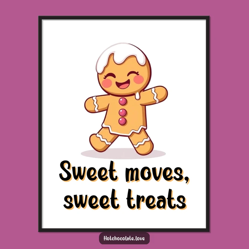 Free Printable Gingerbread Wall Art: Dancing Icing Man Decor Downloadable Gift