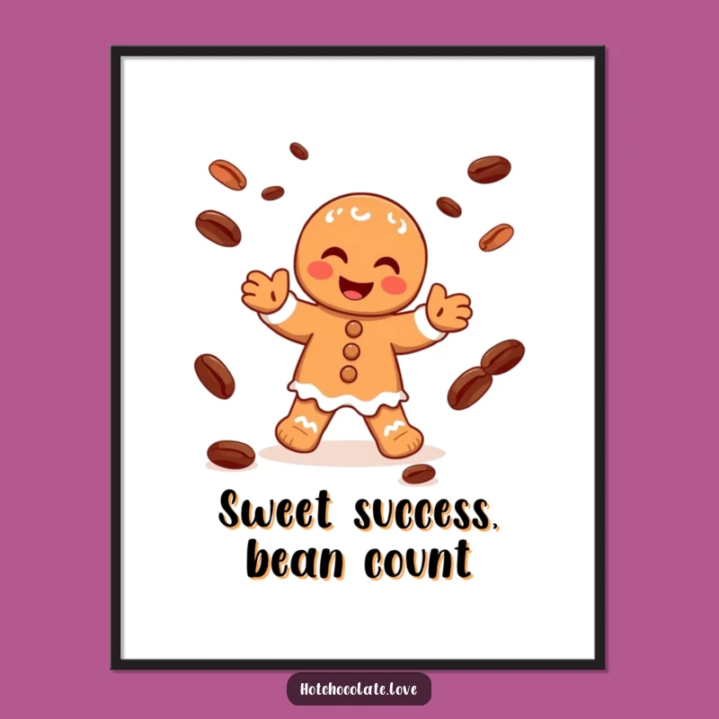 Free Printable Wall Art: Gingerbread Juggling Cocoa Humorous Downloadable Decor