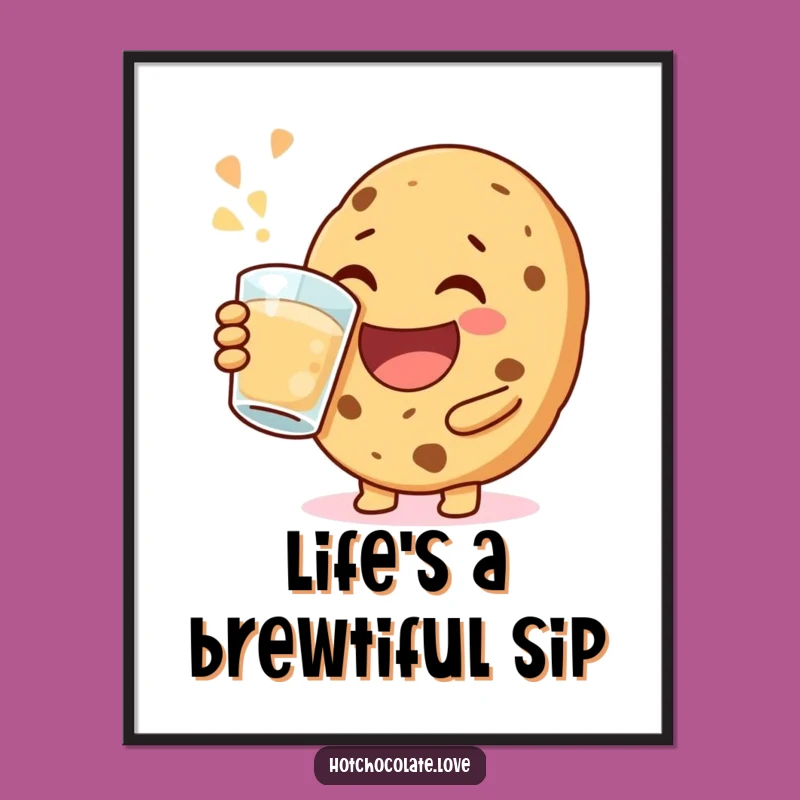 Free Printable Wall Art: Happy Cookie Sip, Funny Kitchen Decor Download
