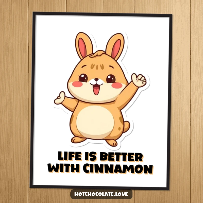 Funny Free Printable Wall Art shows a proud cinnamon bun character striking a warm and inviting pose with a gentle smile.