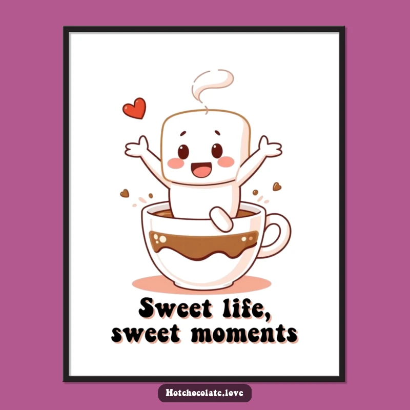 Funny Free Printable Wall Art: Marshmallow's Hot Chocolate Dive - Cozy Downloadable Decor!