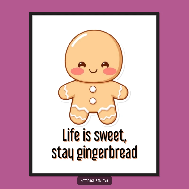 Funny Free Printable Wall Art: Shy Gingerbread Greeting, Whimsical Downloadable Decor!