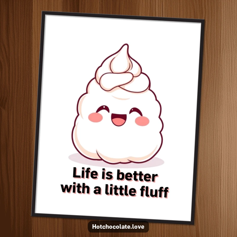 Funny Free Printable Wall Art: A fluffy dollop of whipped cream is caught mid-cheer, radiating pure happiness.