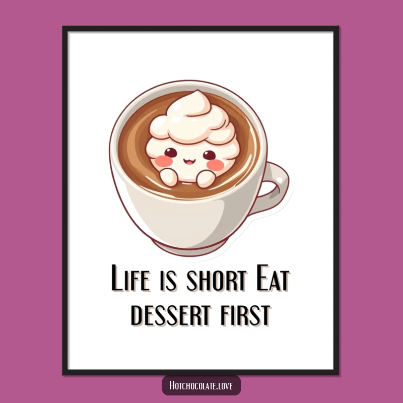 Funny Cocoa Puff Art Free Printable - Whimsical Drink Character Downloadable Wall Decor