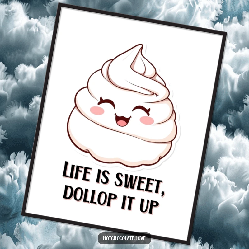 Funny Free Printable Wall Art: A whimsical whipped cream dollop with a playful wink, adding lighthearted charm.