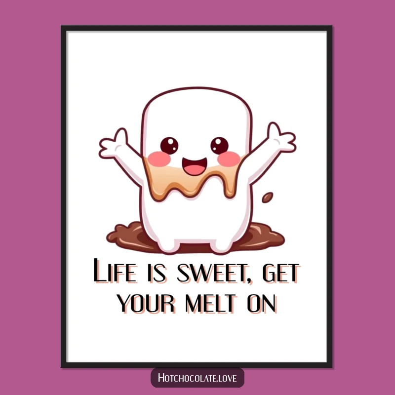 Funny Free Printable Wall Art Marshmallow Melting Into Chocolate Downloadable Art