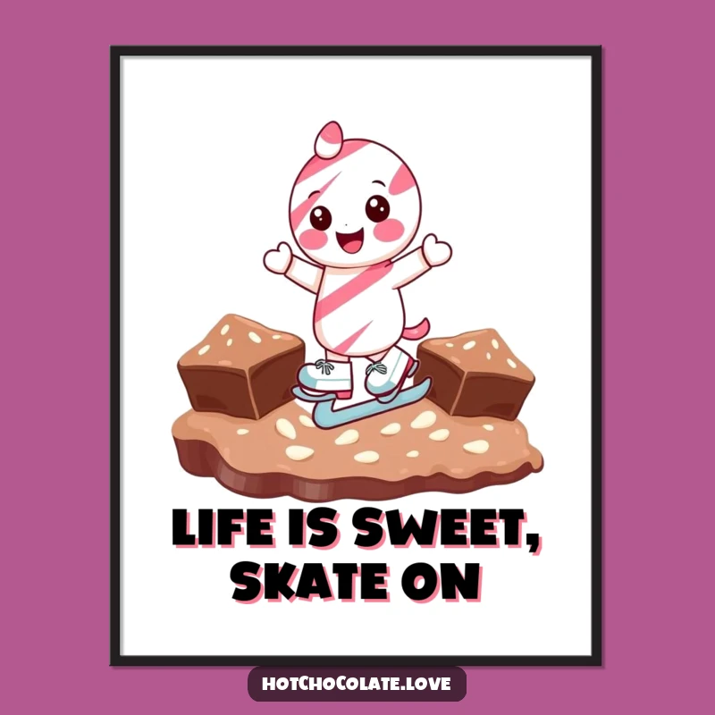 Free Printable Ice Skating Candy Cane Wall Art - Funny Downloadable Decor Gift