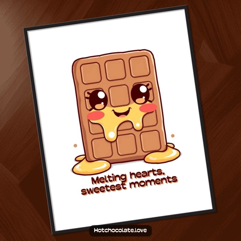 Funny Free Printable wall art of a chocolate bar ecstatically melting, bringing a humorous and sweet touch to any room.