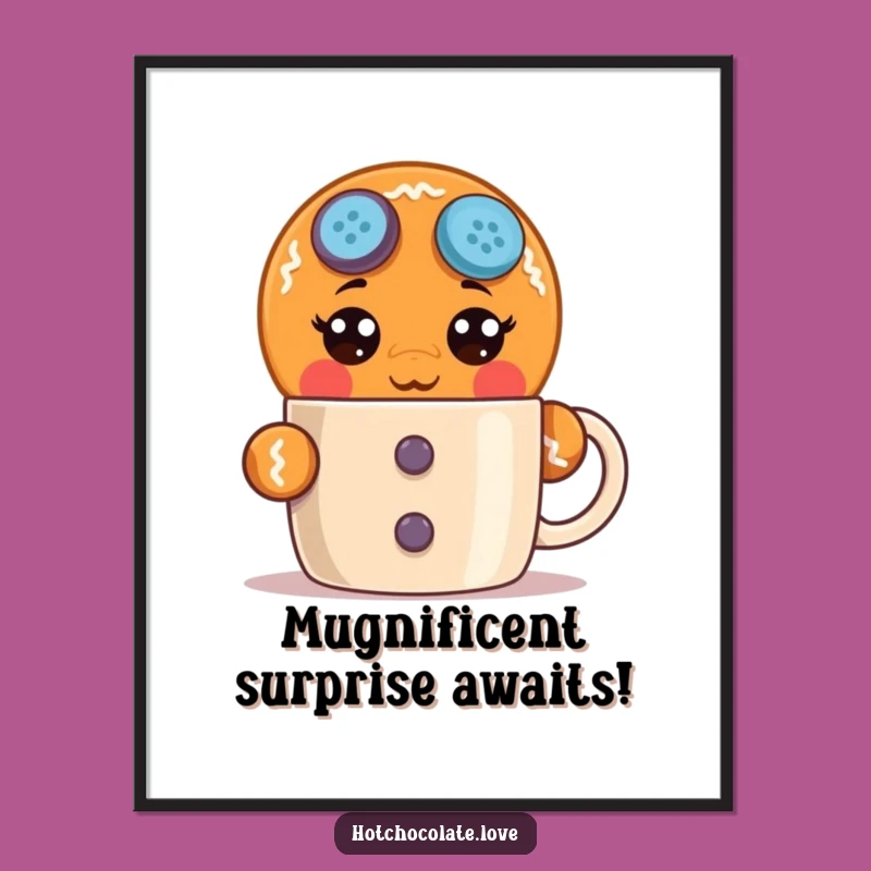 Free Printable Wall Art: Surprised Gingerbread Man, Funny Coffee Mug Decor