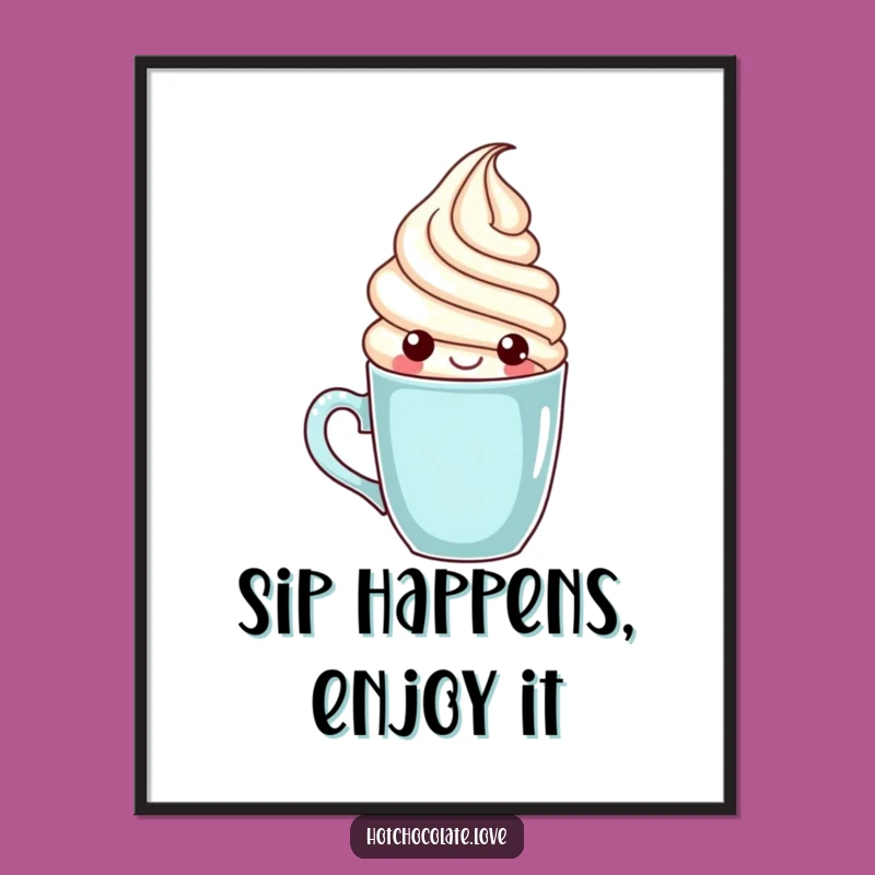 Free Printable Whipped Cream Mug Wall Art - Funny Downloadable Decor Gift