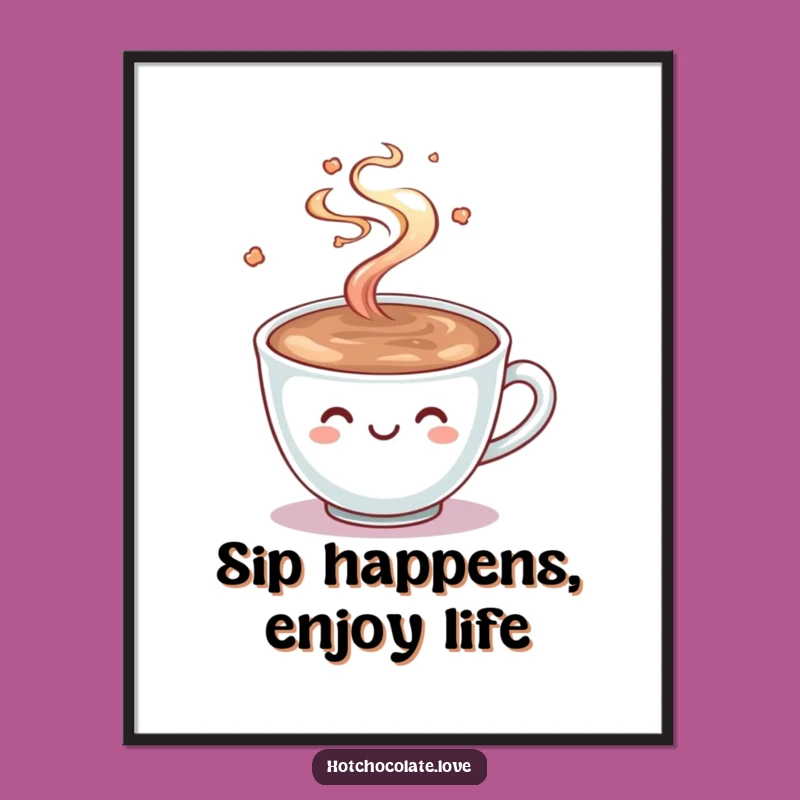 Free Printable Wall Art: Smiling Hot Chocolate, Cozy 'Print at Home' Decor