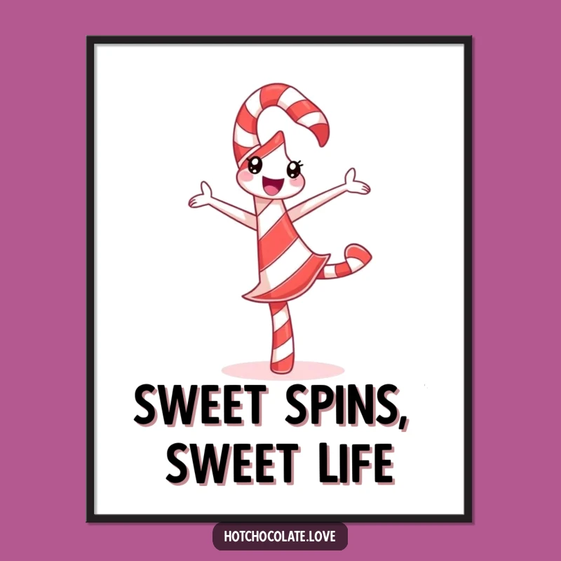 Free Printable Candy Cane Wall Art: Silly Pirouette Decor Downloadable Gift