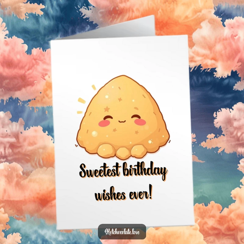 Funny Free Printable Birthday Card featuring a contented pile of brown sugar beaming with warmth, sending sweet birthday wishes.