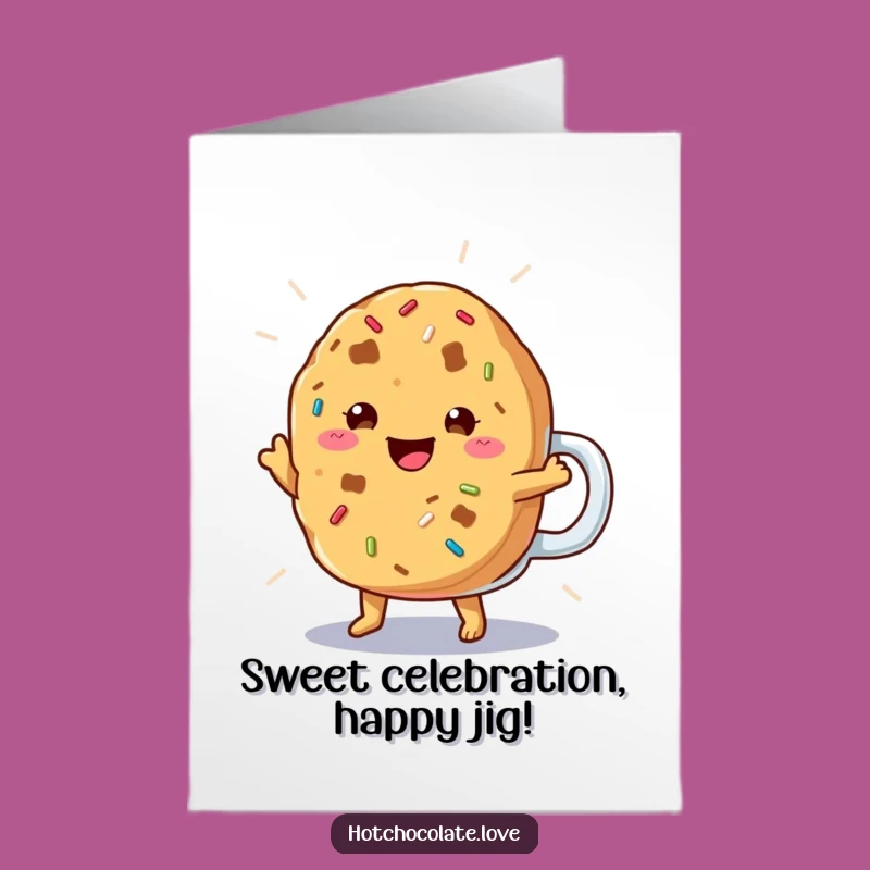 Free Printable Cookie Birthday Card: Frosty Mug Jigging Funny Design Downloadable Gift