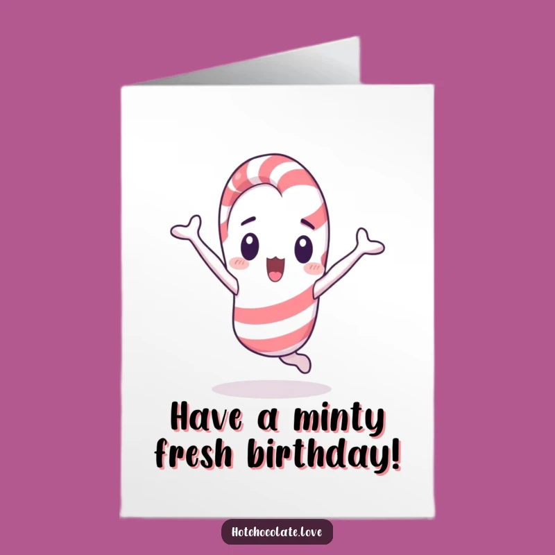 Free Printable Funny Birthday Card: Surprised Candy Cane Doing a Cartwheel!