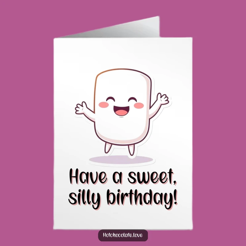 Free Printable Marshmallow Birthday Card: Funny Dancing Treat Downloadable Gift